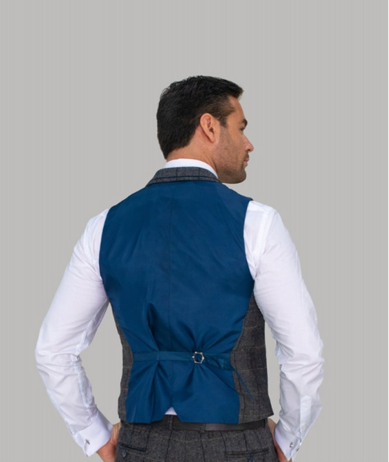 Cavani Albert Grey Tweed Look Waistcoat-1